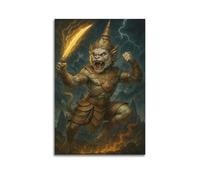 XMUXCY Canvas Wall Art Posters Religion Thai Myth Hanuman Unframe-style Modern Decor for Living Room Bedroom Office 16x24inch(40x60cm)