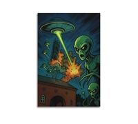 XMUXCY Canvas Wall Art Posters Sci-Fi Alien Invasion Unframe-style Modern Decor for Living Room Bedroom Office 08x12inch(20x30cm)