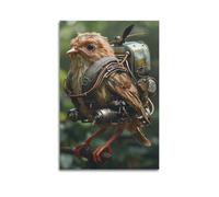 XMUXCY Canvas Wall Art Posters Sci-Fi Steampunk Mechanical Bird Unframe-style Modern Decor for Living Room Bedroom Office 24x36inch(60x90cm)