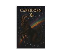 XMUXCY Canvas Wall Art Posters Zodiac Capricorn with Rainbow Nebula Unframe-style Modern Decor for Living Room Bedroom Office 20x30inch(50x75cm)
