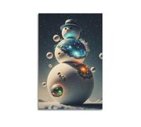 XMUXCY Christmas Interstellar Snowman in Space Creates Sci-Fi Wonder Canvas Wall Art Posters for Modern Family Bedroom And Office Decor Artwork 08x12inch(20x30cm)