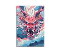 XMUXCY Fantasy Creature Modern Illustration Style Chinese Dragon Portrait Canvas Wall Art Posters for Modern Family Bedroom And Office Decor Artwork 16x24inch(40x60cm)