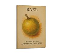 XMUXCY Food Hand Drawn Bael Fruit From India Canvas Wall Art Posters for Modern Family Bedroom And Office Decor Artwork 16x24inch(40x60cm)