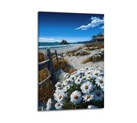 XMUXCY Landscape Illustrative Style Daisy Beach Cabin Canvas Wall Art Posters for Modern Family Bedroom And Office Decor Artwork 08x12inch(20x30cm)