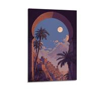 XMUXCY Landscape Scene of Middle Eastern Ancient City Behind Arch Canvas Wall Art Posters for Modern Family Bedroom And Office Decor Artwork 24x36inch(60x90cm)