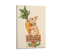 XMUXCY Modern Bedroom Wall Decoration Canvas Posters-Animal Poster Carrot Rabbit Decor Cute Vibe Bringer Painting 16x24inch(40x60cm) Frame-style
