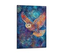 XMUXCY Modern Bedroom Wall Decoration Canvas Posters-Animal Poster Colorful Owl Cute And Healing Adding Childlike Fun to Children's Rooms Art 20x30inch(50x75cm) Frame-style