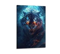XMUXCY Modern Bedroom Wall Decoration Canvas Posters-Animal Poster Fiery Tiger Decor Strong Vibe Bringer Painting 08x12inch(20x30cm) Frame-style