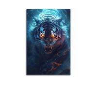 XMUXCY Modern Bedroom Wall Decoration Canvas Posters-Animal Poster Fiery Tiger Decor Strong Vibe Bringer Painting 12x18inch(30x45cm) Unframe-style