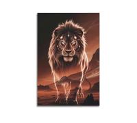XMUXCY Modern Bedroom Wall Decoration Canvas Posters-Animal Poster Lion with Glowing Lines in Alien Landscape Exudes Majesty Painting 20x30inch(50x75cm) Unframe-style