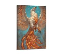 XMUXCY Modern Bedroom Wall Decoration Canvas Posters-Animal Poster Phoenix Spreading Its Wings As If Bathing in Fire Painting 16x24inch(40x60cm) Frame-style