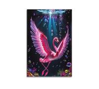 XMUXCY Modern Bedroom Wall Decoration Canvas Posters-Animal Poster Underwater Flamingo Decor Magical Vibe Bringer Painting 16x24inch(40x60cm) Unframe-style