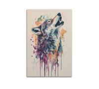 XMUXCY Modern Bedroom Wall Decoration Canvas Posters-Art Poster Watercolor Wolf Howl Gorgeous Dynamic And Super Stylish 20x30inch(50x75cm) Unframe-style