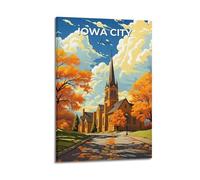 XMUXCY Modern Bedroom Wall Decoration Canvas Posters-City Poster Autumn Scenery of Iowa City, USA Painting 20x30inch(50x75cm) Frame-style
