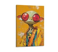 XMUXCY Modern Bedroom Wall Decoration Canvas Posters-Creative Poster Alien Personalized And Cool Art Decorative Painting 12x18inch(30x45cm) Frame-style