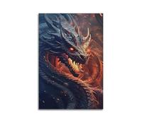 XMUXCY Modern Bedroom Wall Decoration Canvas Posters-Fantasy Poster Evil Dragon Cool And Shocking Art Decorative Painting 08x12inch(20x30cm) Unframe-style
