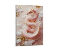 XMUXCY Modern Bedroom Wall Decoration Canvas Posters-Fantasy Poster Gorgeous Pink And Gold Divine Snake Painting 24x36inch(60x90cm) Frame-style