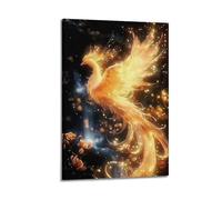 XMUXCY Modern Bedroom Wall Decoration Canvas Posters-Fantasy Poster Phoenix Fiery And Resplendent Painting 08x12inch(20x30cm) Frame-style