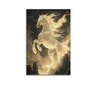 XMUXCY Modern Bedroom Wall Decoration Canvas Posters-Fantasy Poster White Divine Horse Leaping Scene Canvas Art 16x24inch(40x60cm) Unframe-style