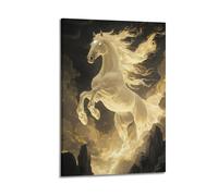 XMUXCY Modern Bedroom Wall Decoration Canvas Posters-Fantasy Poster White Divine Horse Leaping Scene Canvas Art 16x24inch(40x60cm) Frame-style