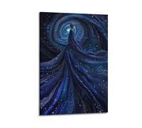 XMUXCY Modern Bedroom Wall Decoration Canvas Posters-Fantasy Poster Woman In Starry Sky Vortex Dreamy And Mysterious Art Decorative Painting 12x18inch(30x45cm) Frame-style