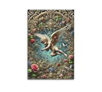 XMUXCY Modern Bedroom Wall Decoration Canvas Posters-Figure Poster Cupid in The Flowers Beautiful And Romantic Adding An Artistic Atmosphere to Living Rooms Art 08x12inch(20x30cm) Unframe-style