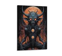XMUXCY Modern Bedroom Wall Decoration Canvas Posters-Halloween Poster Blood Moon Mysterious Demon Festival Image Halloween Decorations Ignite Thrilling Excitement 24x36inch(60x90cm) Frame-style