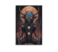 XMUXCY Modern Bedroom Wall Decoration Canvas Posters-Halloween Poster Blood Moon Mysterious Demon Festival Image Halloween Decorations Ignite Thrilling Excitement 12x18inch(30x45cm) Unframe-style