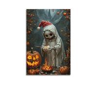XMUXCY Modern Bedroom Wall Decoration Canvas Posters-Halloween Poster Scene Of Skeleton Roasting Things Is Fantastic And Has Festival Atmosphere Halloween Decorations 16x24inch(40x60cm) Unframe-style