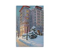 XMUXCY Modern Bedroom Wall Decoration Canvas Posters-Landscape Poster City Buildings And Streets after Snow A Canvas Painting 16x24inch(40x60cm) Unframe-style