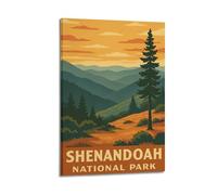 XMUXCY Modern Bedroom Wall Decoration Canvas Posters-Landscape Poster Shenandoah National Park Mountains And Lone Pine Retro Style Canvas Painting 20x30inch(50x75cm) Frame-style