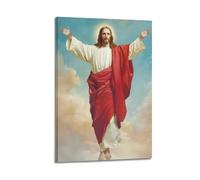XMUXCY Modern Bedroom Wall Decoration Canvas Posters-Religious Poster Ascending Figure In Clouds Holy And Uplifting Painting 16x24inch(40x60cm) Frame-style