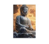 XMUXCY Modern Bedroom Wall Decoration Canvas Posters-Religious Poster Buddha Statue At Sunset Calm And Majestic Painting 12x18inch(30x45cm) Unframe-style
