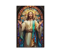 XMUXCY Modern Bedroom Wall Decoration Canvas Posters-Religious Poster Stained Glass Holy Image Sacred Artistic Canvas Art 24x36inch(60x90cm) Unframe-style