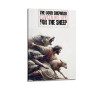 XMUXCY Modern Bedroom Wall Decoration Canvas Posters-Religious Poster The Good Shepherd's Sacrifice Sacred And Protective Painting 20x30inch(50x75cm) Frame-style