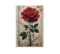 XMUXCY Plant Vintage Realistic Style Red Rose Portrait Canvas Wall Art Posters for Modern Family Bedroom And Office Decor Artwork 20x30inch(50x75cm)