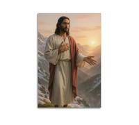 XMUXCY Religious Poster Holy Figure On The Mountain Solemn And Quiet Full Of Sacred Atmosphere Painting Canvas Wall Art Posters for Modern Family Bedroom And Office Decor Artwork 12x18inch(30x45cm)