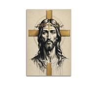 XMUXCY Religious Poster Jesus' Crown of Thorns Image And Redemptive Thought of Faith Canvas Wall Art Posters for Modern Family Bedroom And Office Decor Artwork 24x36inch(60x90cm)