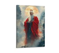 XMUXCY Religious Poster Taoist Figure In Red Robe Emits Mysterious Aura Art Decorative Painting Canvas Wall Art Posters for Modern Family Bedroom And Office Decor Artwork 16x24inch(40x60cm)