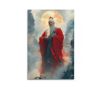 XMUXCY Religious Poster Taoist Figure In Red Robe Emits Mysterious Aura Art Decorative Painting Canvas Wall Art Posters for Modern Family Bedroom And Office Decor Artwork 12x18inch(30x45cm)