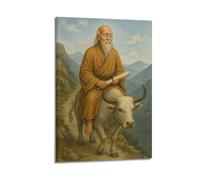 XMUXCY Religious Poster Taoist Wisdom And Philosophy of Laozi Riding An Ox Canvas Wall Art Posters for Modern Family Bedroom And Office Decor Artwork 16x24inch(40x60cm)