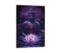 XMUXCY Religious Poster The Spiritual Realm of Buddha on Purple Lotus Throne Canvas Wall Art Posters for Modern Family Bedroom And Office Decor Artwork 20x30inch(50x75cm)