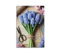 XMUXCY Retro Floral Time of Hyacinth And Old Letter Canvas Wall Art Posters for Modern Family Bedroom And Office Decor Artwork 20x30inch(50x75cm)
