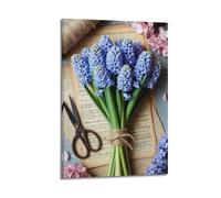XMUXCY Retro Floral Time of Hyacinth And Old Letter Canvas Wall Art Posters for Modern Family Bedroom And Office Decor Artwork 20x30inch(50x75cm)