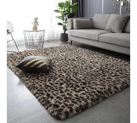 XMwike Fashionable Fluffy Living Room Rugs, Beige Leopard Print 160x200cm High Pile Plush Tie-Dye Area Rug, for Indoor Living Room Bedroom etc, Hallways, Soft Hand Washable, No Fade, Non slip