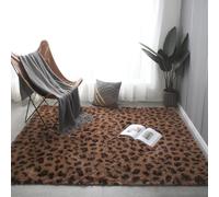 XMwike Fashionable Fluffy Living Room Rugs, Brown Leopard Print 80x120cm High Pile Plush Tie-Dye Area Rug, for Indoor Living Room Bedroom etc, Hallways, Soft Hand Washable, No Fade, Non slip