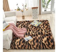 XMwike Fashionable Fluffy Living Room Rugs, Leopard Print 120x160cm High Pile Plush Tie-Dye Area Rug, for Indoor Living Room Bedroom etc, Hallways, Soft Hand Washable, No Fade, Non slip