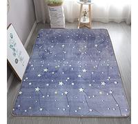 XMwike Luminous Area Rug Glow in The Dark Blue Galaxy for Kids Anti-Slip Bedroom Living Room Carpets, 120x60cm