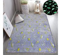 XMwike Luminous Area Rug Glow in The Dark Blue Space for Kids Anti-Slip Bedroom Living Room Carpets, 160x120cm