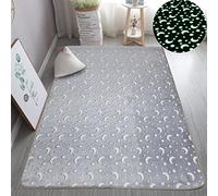 XMwike Luminous Area Rug Glow in The Dark Gray Moon for Kids Anti-Slip Bedroom Living Room Carpets, 120x60cm